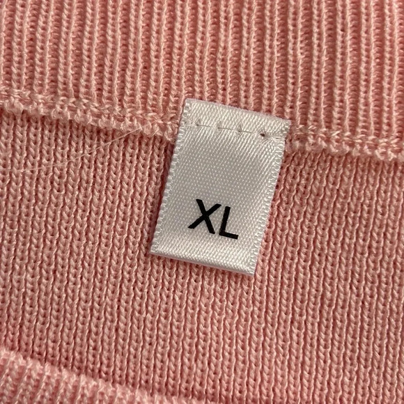 Women’s XL‎ Pink White Scoop Neck Top Split Sleeve Stretch Tunic Preppy Acadamia - Picture 10 of 12